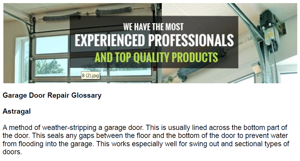 Garage Door Glossary - Garage Door Repair West University Place